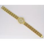 A LADY'S GOLD-PLATED WRISTWATCH, BUCHERER quartz, the circular gilt dial with gilt baton hour