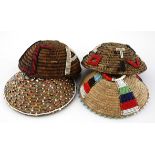 FOUR ZULU IMBENGE each woven and adorned with beaded decoration 4