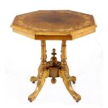 A Victorian burr walnut and inlaid occasional table, second half 19th century the octagonal