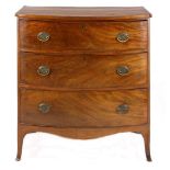 A George III mahogany chest of drawers, early 19th century the bowfronted top with crossbanded