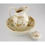 A Crown Devon Fieldings wash set, early 20th century comprising: a large jug, a large bowl, a soap