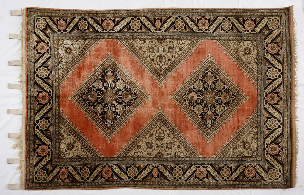 A Qum Silk Rug Persia, 0 1 158 by 103cm