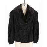 A Vintage Woman's Black Swakara Jacket with Mink Collar.  NOT SUITABLE FOR EXPORT Label: "H.