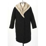 A Vintage Woman's Swakara Coat with grey mink collar.  NOT SUITABLE FOR EXPORT Full length. 90cm