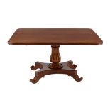 An early Victorian mahogany breakfast table, 19th century the rectangular tilt-top with moulded edge