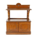 A late Victorian oak server, late 19th century the rectangular top with rounded corners and