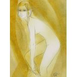 Jean-Baptiste Valadie NUDE signed and dated '74 mixed media on paper 1 31 by 23,5cm not laid down,
