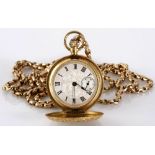 AN 18CT GOLD HUNTER-CASED DOUBLE SIDED POCKET WATCH,GEORGE STOCKWELL,LONDON 1906 the circular