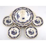 A Chinoiserie pattern Royal Venton Ware dinner service each piece decorated in blues, greens and