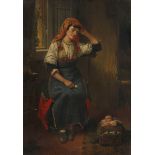 Eugenio Zampighi MOTHER WATCHING OVER HER CHILD signed oil on paper laid down on board 1 40 by