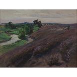 Berthold Genzmer LAVENDER FIELDS signed and dated '4 VIII 08' gouache on card 1 36,5 by 42,5cm minor