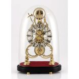 A BRASS SKELETON CLOCK, MID 19TH CENTURY with silvered chapter ring, the eight day movement has a
