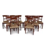 A harlequin set of twelve Regency style mahogany dining chairs, 19th century including two
