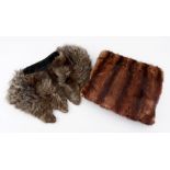 A Vintage Mink Muff Purse and Vintage Fox Fur Collar.  NOT SUITABLE FOR EXPORT Russet colour mink