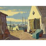 Nils Severin Andersen HARBOUR SCENE signed with the artist's initials oil on board 1 44 by 59,5cm