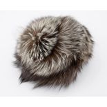 A Woman's Fox fur hat.  NOT SUITABLE FOR EXPORT Reclaimed silver fox fur. Elasticated. Beautiful