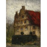 Franz Hoffmann-Fallersleben HOUSE WITH CREEPING IVY IN AUTUMN signed oil on board 1 37 by 28cm minor