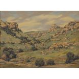 Erich (Ernst Karl) Mayer A ROCKY LANDSCAPE signed and dated 1942 oil on canvas laid down on board