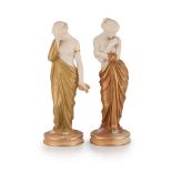 A pair of Royal Worcester porcelain figures of 'Joy' and 'Sorrow', early 20th century modelled by
