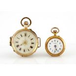AN 18CT GOLD OPEN-FACED POCKET WATCH the circular white dial with black Arabic numerals, the case