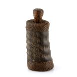 A WOOD AND COPPER WIRE BOUND SNUFF CONTAINER the container with wooden stopper 1