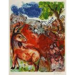 Marc Chagall PASTORAL SCENE IN COLOURS lithograph printed in colours, signed and numbered 32/150