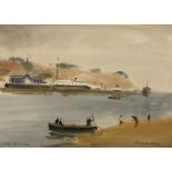 Aleksandr Semenovich Vedernikov FIGURES AND BOATS ON A RIVERBANK signed watercolour on paper 1 30 by