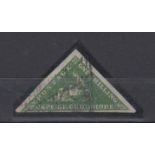 1/- Bright Yellow Green Perkins Bacon Triangle, 1855/63. Fine used 3 margined, (2 large). SACC 8.