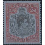 King George VI 2/6 Black and Grey Blue with 'lower Right Scroll With Broken Tail' Variety, 1938/
