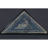 4d Deep Blue Triangle De La Rue Printing, 1863/64. Fine used 3 full margins, and part of next stamp.