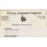 Wally Serote Signature on ANC Letterhead, 1993. Letter confirming an appointment to serve on the