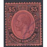 King George V $5, 1922/33. Fine Fiscally used. SG 125. Catalogued £300 for postage