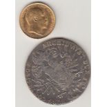 King Edward VII Soverign, 1909. Also included, 1790 large silver coin