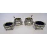 A PAIR OF GEORGE IV SILVER SALT CELLARS, POSSIBLY WILLIAM ELEY II, LONDON, 1829 each circular body