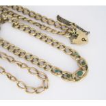 A 9CT GOLD NECKLACE composed of curb-link chain, with fob and bolt clasps, distress, approximately