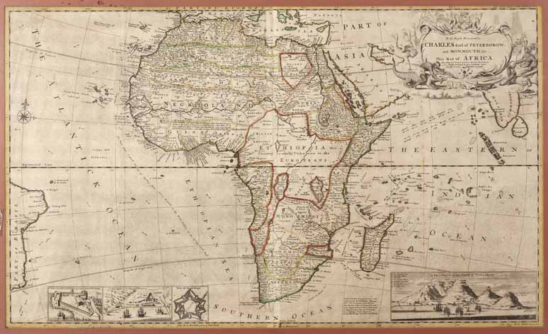 MOLL, H. MAP OF AFRICA, LONDON, SECOND HALF 18TH CENTURY  copperplate engraving 57,5 by 96,5cm