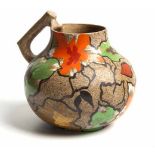 A CLARICE CLIFF 'GOLDSTONE' JUG VASE, 1930s of globe form with a bracket handle, painted in