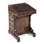 A VICTORIAN SATINWOOD AND WALNUT DAVENPORT the hinged top with a gilt-tooled leather-inset writing