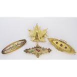 A MISCELLANEOUS GROUP OF FOUR BROOCHES of various designs, distress, including: a Late Victorian