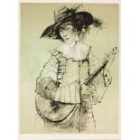 Jean Jansem, MANDOLIN PLAYER, lithograph printed in colour, signed and inscribed 'EA' in pencil in