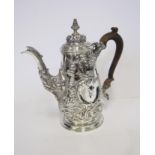 A GEORGE II SILVER COFFEE POT, PETER ARCHAMBO, LONDON, 1739 the tapered cylindrical body with