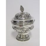 A GEORGE II SILVER JAR AND COVER, SAMUEL TAYLOR, LONDON, 1751 the circular body chased with C-