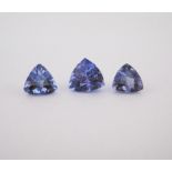 THREE UNMOUNTED TRILLION-CUT TANZANITES weighing 0.73cts, 0.51cts and 0.47cts respectively Each