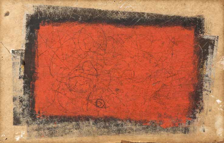 Douglas Owen Portway, RED ABSTRACT, monotype printed in colours, signed and dated 78, sheet size: