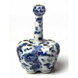 A CHINESE BLUE AND WHITE TULIP VASE, 19TH CENTURY painted with five Dogs-of-Fo amongst clouds,