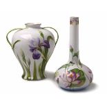 A HEREND 'IRIS' PATTERN TWO-HANDED VASE, 20TH CENTURY the baluster body painted overall with