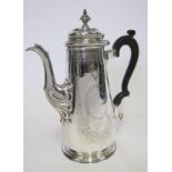 A GEORGE III SILVER COFFEE POT, INDECIPHERABLE MAKER'S MARK, LONDON, 1774 the tapered cylindrical