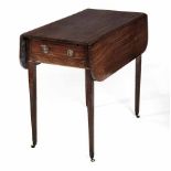 A GEORGE IV MAHOGANY PEMBROKE TABLE, 19TH CENTURY the rectangular top with hinged drop-sides above a