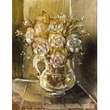 Christo Coetzee, STILL LIFE WITH ROSES, signed, acrylic on board, 25,5 by 20cm