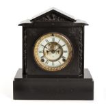 AN AMERICAN ANSONIA SLATE AND MARBLE MANTEL CLOCK, CIRCA 1880 BUYERS ARE ADVISED THAT A SERVICE IS